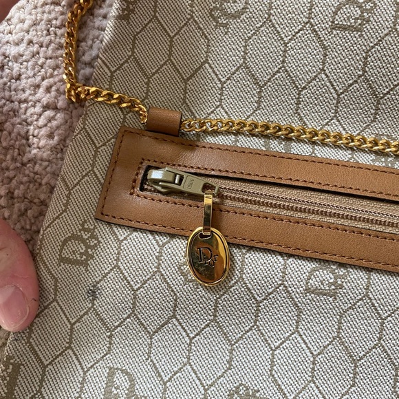 Rare Vintage Authentic Dior foldover honeycomb canvas and leather crossbody bag - Picture 11 of 15